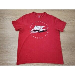 Nike Ohio State Buckeyes T Shirt Mens Large Logo Short Sleeve Football Print Red